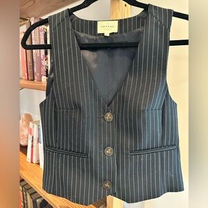 Sézane Pinstripe Tailored Vest – Structured Waistcoat – Size 4 US/36 EU